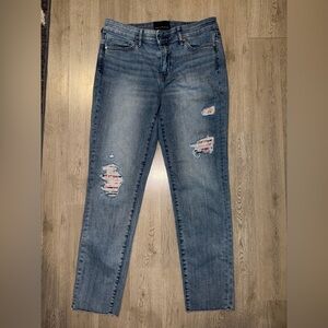 White House Black Market Blue Distressed Skinny Jeans